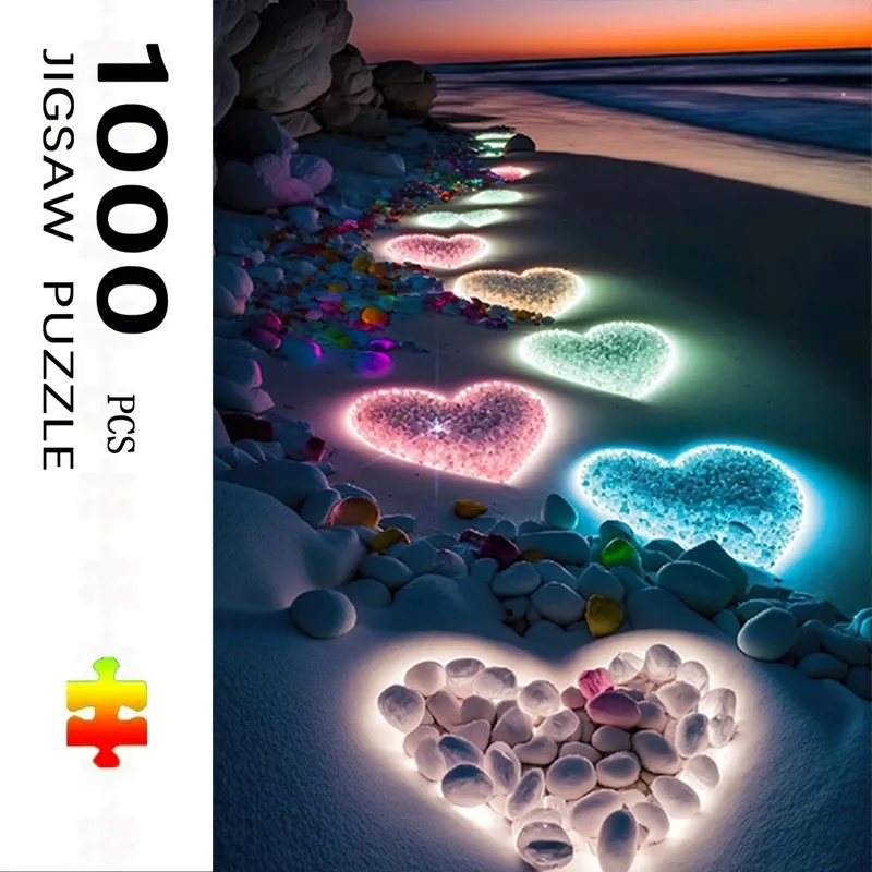 

Jigsaw Puzzles Adults Seaside Heart Design Home Puzzle Stress Relief Entertainment Toys Landscape Puzzles Christmas Gift