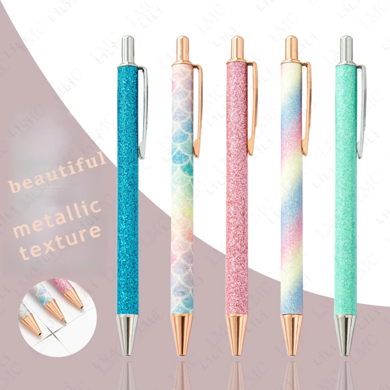 Prensa requintada de caneta esferográfica de 1.0mm, fofa e bonita, caneta de presente de alta qualidade, luxuosa, papelaria de metal para uso em escritório de estudantes