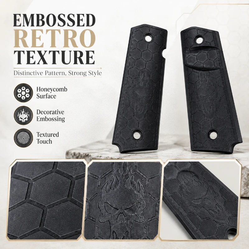 Honeycomb Engraved Nylon Grip Replacement Patch Anti‑Slip Lightweight Decor Accessory Fit for 1911 Style Model Modification