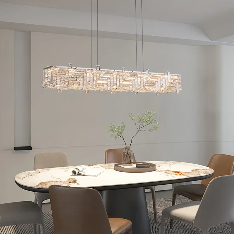 Lampadario da soggiorno di lusso in cristallo leggero semplice villa italiana lunga sala camera da letto principale ristorante una parola