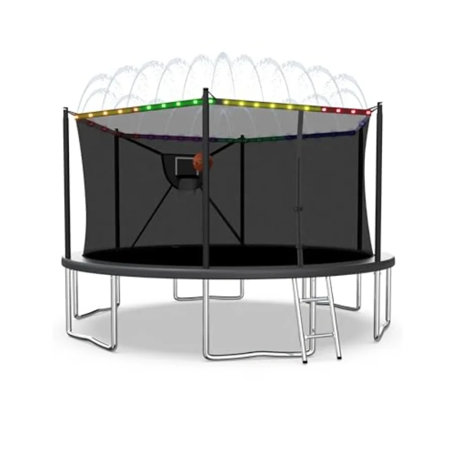 

Outdoor trampoline for kids and adults, galvanized steel frame, black and gray, 1500LBS capacity, ASTM approved, includes safet