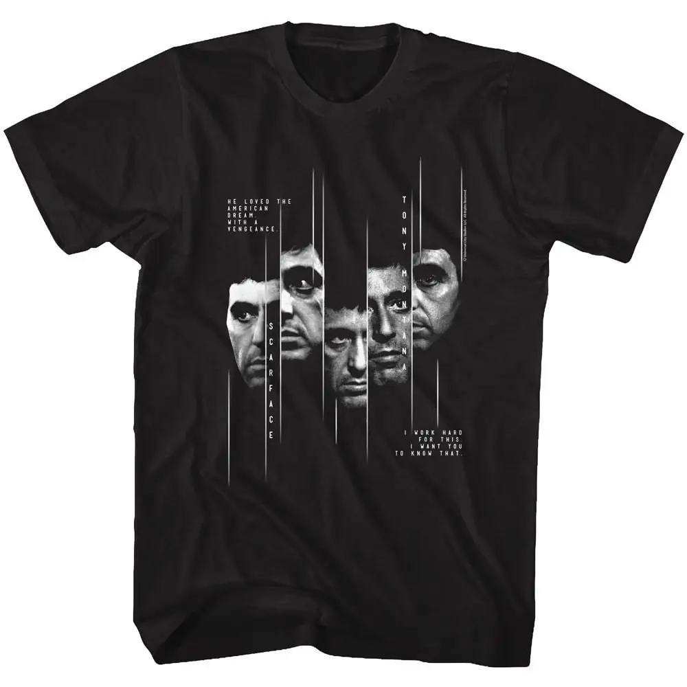 Scarface Sliced Black Adult T Shirt