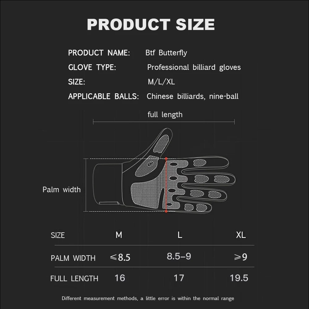 BTF Billiard cue gloves with fingerless high-end professional Pool gloves three-finger gloves for billiard accessories