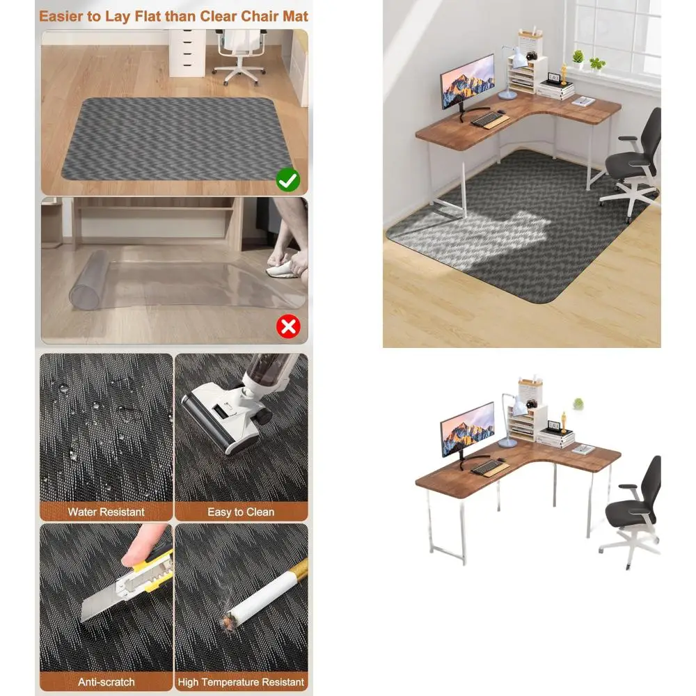 

Extra-Large Hardwood Floor Chair Mat, 50x63 Anti-Slip Desk Rug, Heavy Duty Office & Home Protector, Dark Grey
