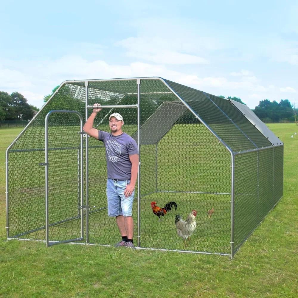 

Chicken Coop, Flat-roof Walk-in Poultry Chicken Hen Cage, Waterproof and Anti-Ultraviolet Cover, Cage