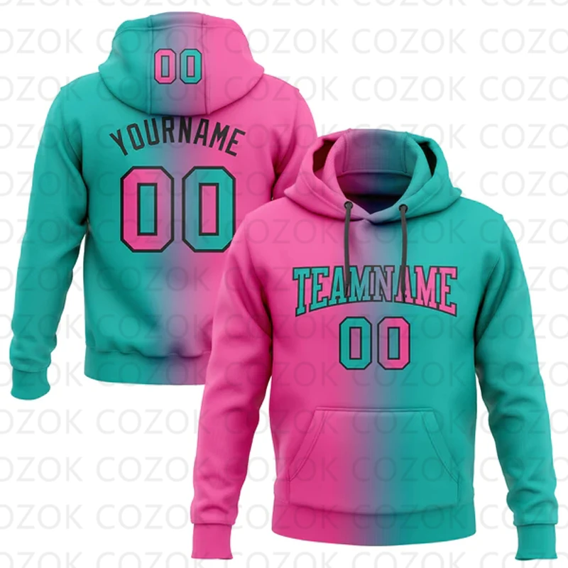 Customized Hoodie Pink Purple Color splicing Jersey 3D Printed  Unisex Pullovers Hoodie Casual Sweatshirts