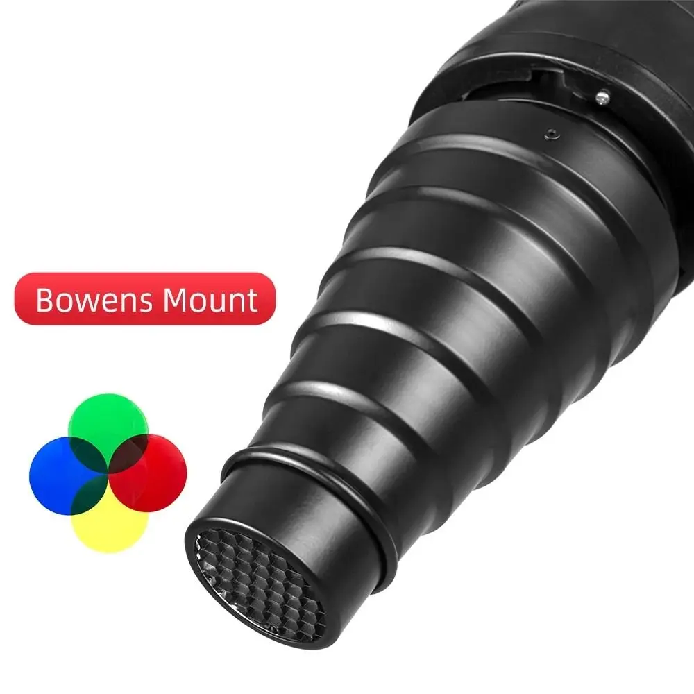 Kit Filter Warna Snoot Kerucut Kisi Sarang Lebah Profesional Flash Mount Snoot Logam Ringan Fotografi Flash Snoot