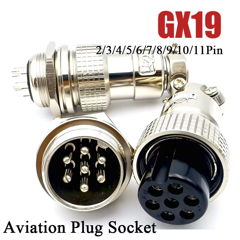 GX19 Aviation Plug Socket 19M 2Pin Male Female Connector 3/4/5/6/7/8/9/10/11Pin Heavy Duty 19M Industrial Plugs CE UL Certified
