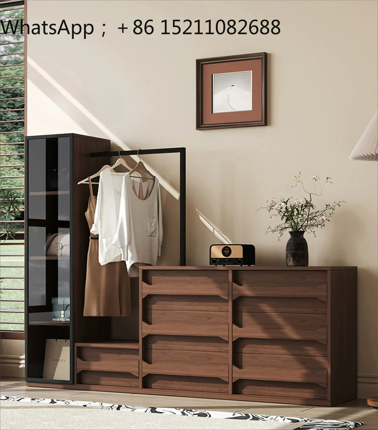 LLY medieval floor-to-ceiling coat rack, bedside clothes rod, multi-functional chest, integrated storage locker