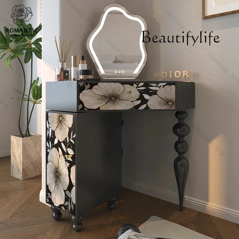 

French light luxury bedroom dresser desk integrated small storage chest makeup table