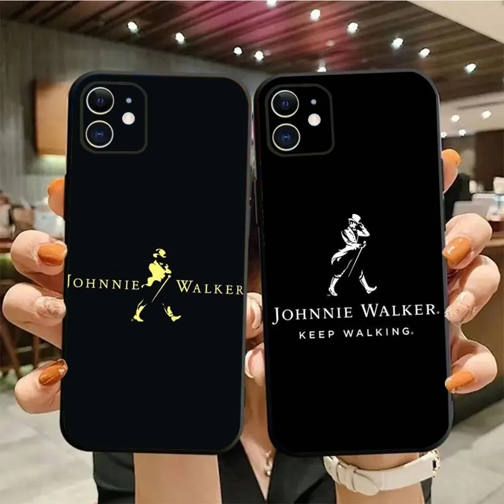 J-Johnnie W-Walker Logo Чехол для телефона для iPhone15,14,13,12,11,Pro,Max,Plus,Mini,X,XS,XR,8,7,6,S,Plus,SE мягкий черный Чехол