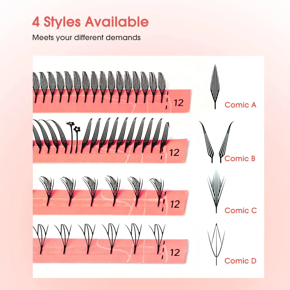 Merrdear Premade Spire Eyelash Manga Wing Eyelashes Anime Light Plume Fluttering Eyelash Extensions Comic Spike Wet Set Lashes
