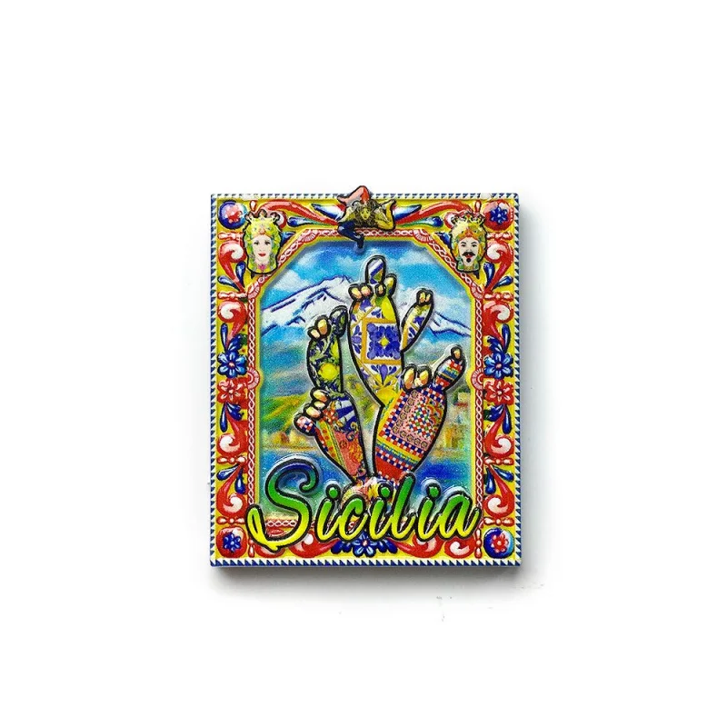 

Italy Sicily Creative Cactus Photo Frame Magnetic Fridge Magnet Creative Travel Souvenir Decoration Gift