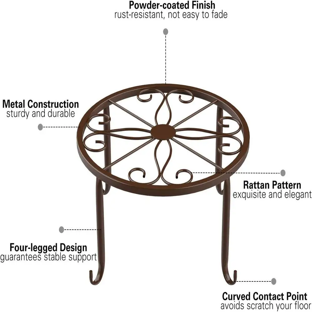 Metal Potted Plant Stands Duty Rustproof Iron Round Flower Pot Stands Indoor Outdoor Plant Holder Support Rack