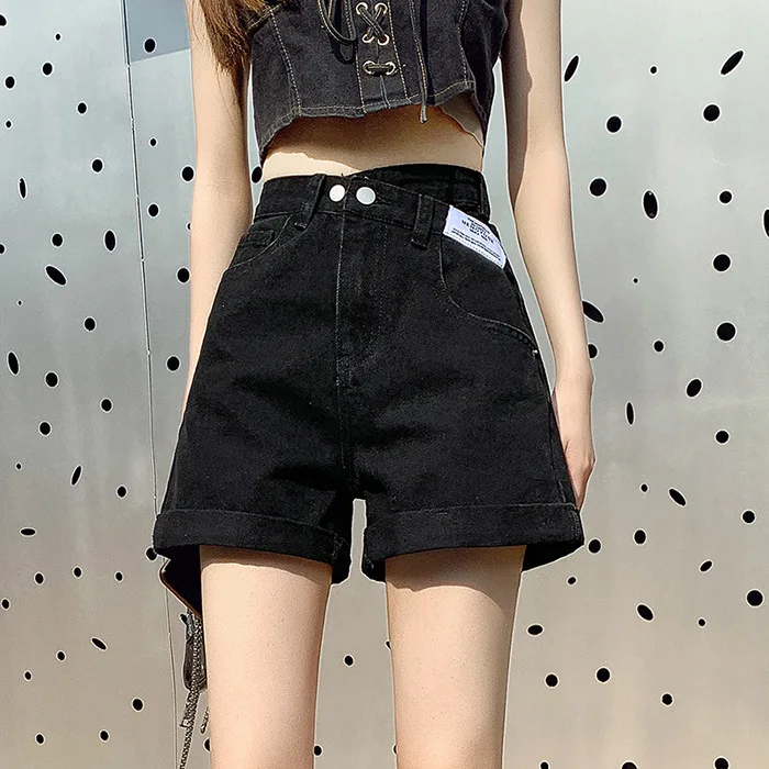 Denim shorts women's summer thin style 2025 new Korean version high waist loose casual A-line slimming wide leg hot pants