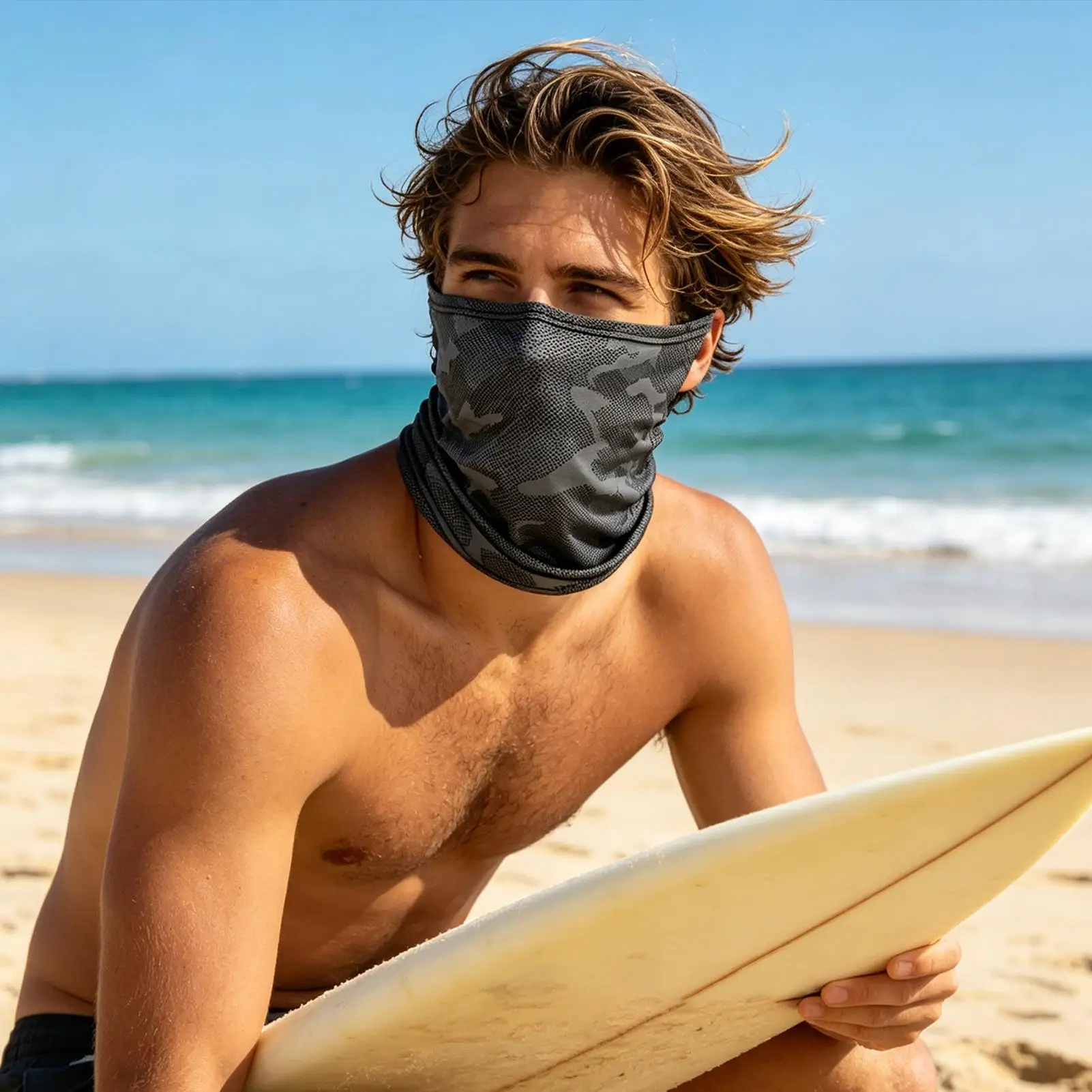 Sun Masque Breathable Cooling Sensation Face Cover Anti-UV Sun Protection Face Cover for Outdoor Men Cycling Hiking Climbing