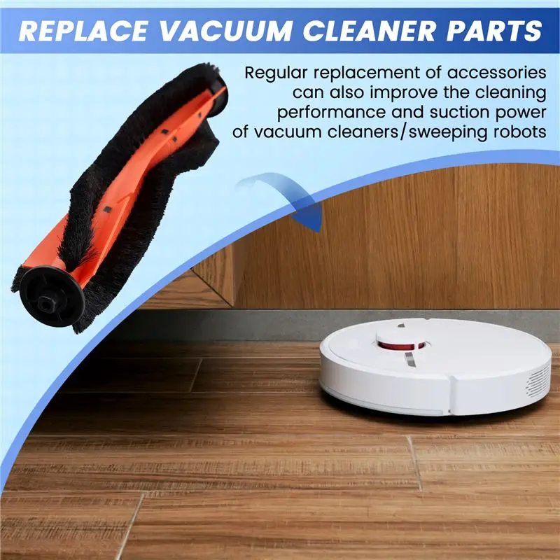 B98A Roller Main Brush Replacement for Mijia Lydsto R1 Robot Vacuum Cleaner, Black Plastic, Deep Cleaning Accessories