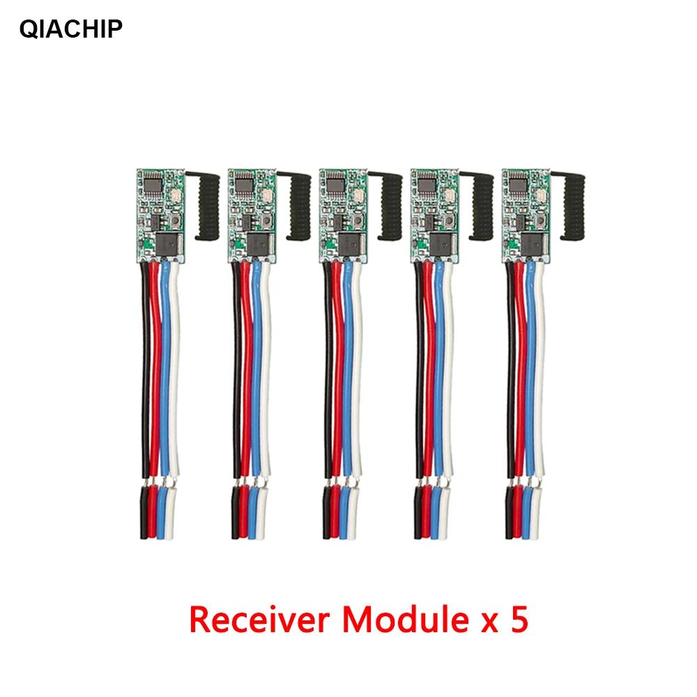 QIACHIP 5pcs 433.92Mhz Universal Wireless DC 3.6V-24V Remote Control Switch 1 CH RF Relay Receiver LED Light Controller DIY Kit