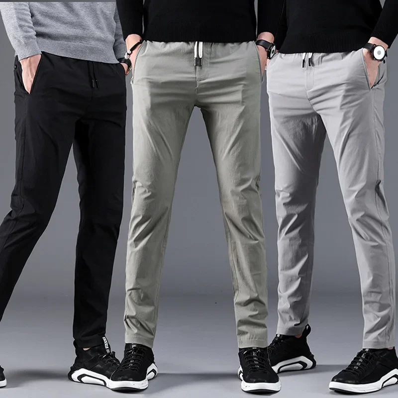 MRMT 2024 Brand Autumn Winter Men's Trousers Tether Loose Waist Waist Casual Trousers Pants for Male Pure Color Cotton Trousers