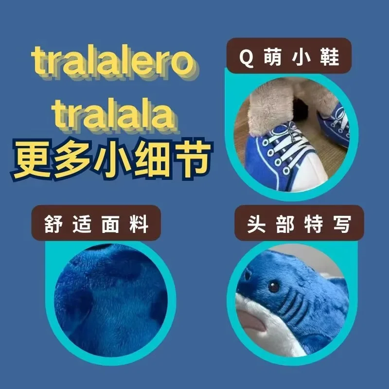 30 cm Tung Tung Sahur Shark Pluche Pop Anime Tralalero Tralala Pluche Gevuld Zacht Kussen Kussen Perifere Speelgoed Fans custom