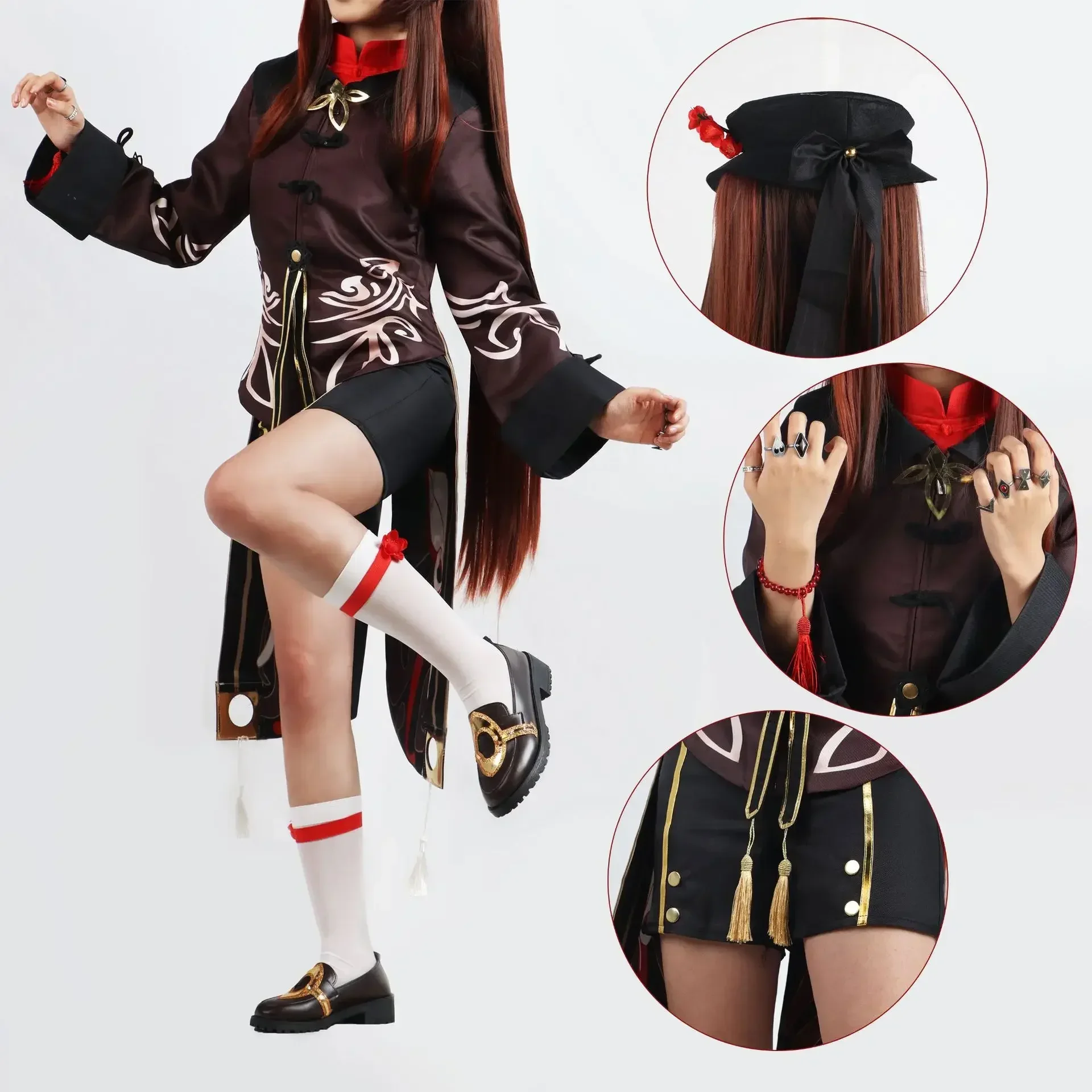 Ladies Genshin Impact Cos Costume Hutao Animation Game Hu Hall Master Hutao Cosplay Halloween Women Performance Wear Outfit 3XL