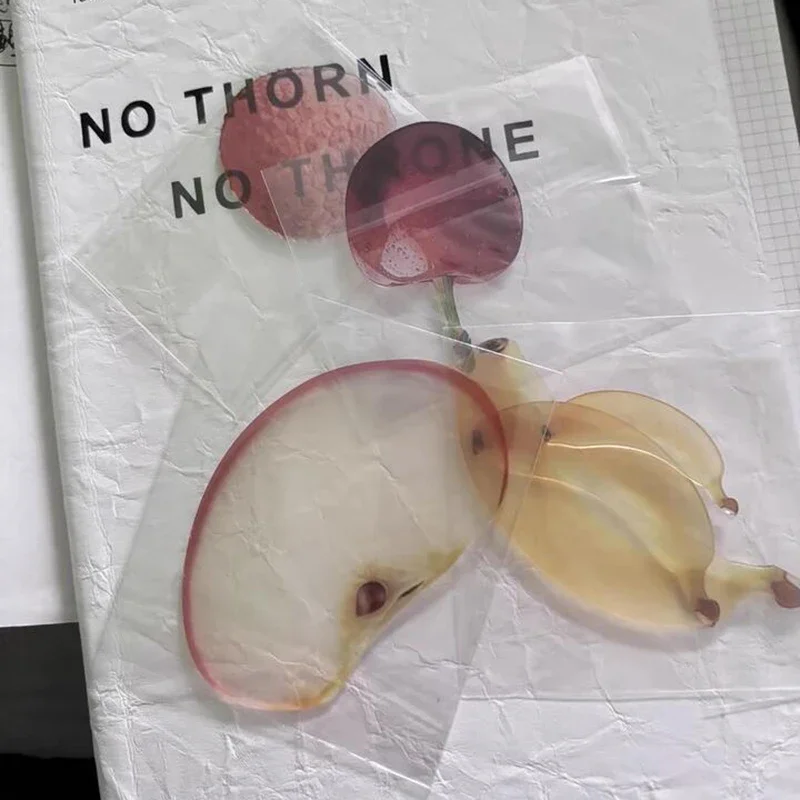 New Delicate Transparent Acrylic Apple Bookmark Reading Mark Girl Gift Premium Feeling Cute Grape Tomato Bookmarks Toy