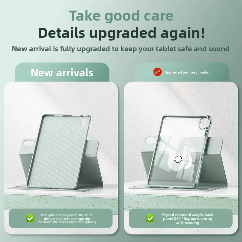 آيباد 360 °   حافظة iPad قابلة للدوران لهاتف 2024 Air 11 13 M2 Pro 11 13 M4 Air 4 5 10.9 iPad 7/8/9/10th Generation Mini 6 غطاء حامل لوحي