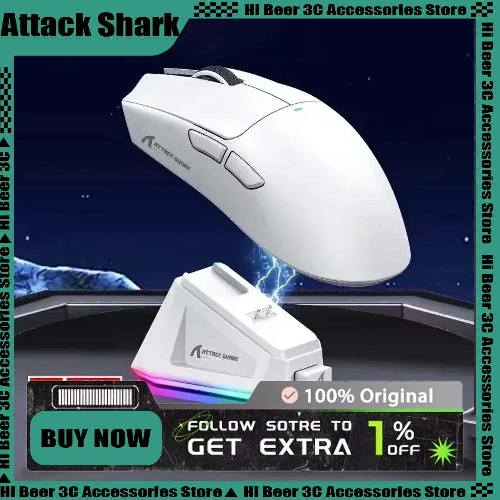 

Attack Shark X11 Wireless Mouse Gaming Mouse Three Mode With Charger Base Rgb Ergonomics Mice Lightweight Pc Gamer Accessories