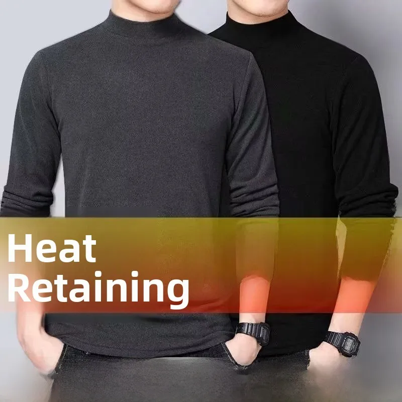 

Мужская теплая футболка с длинным рукавом, осенне-зимняя, из двустороннего вельвета, приталенная, с высоким воротником, для ношения под одеждой