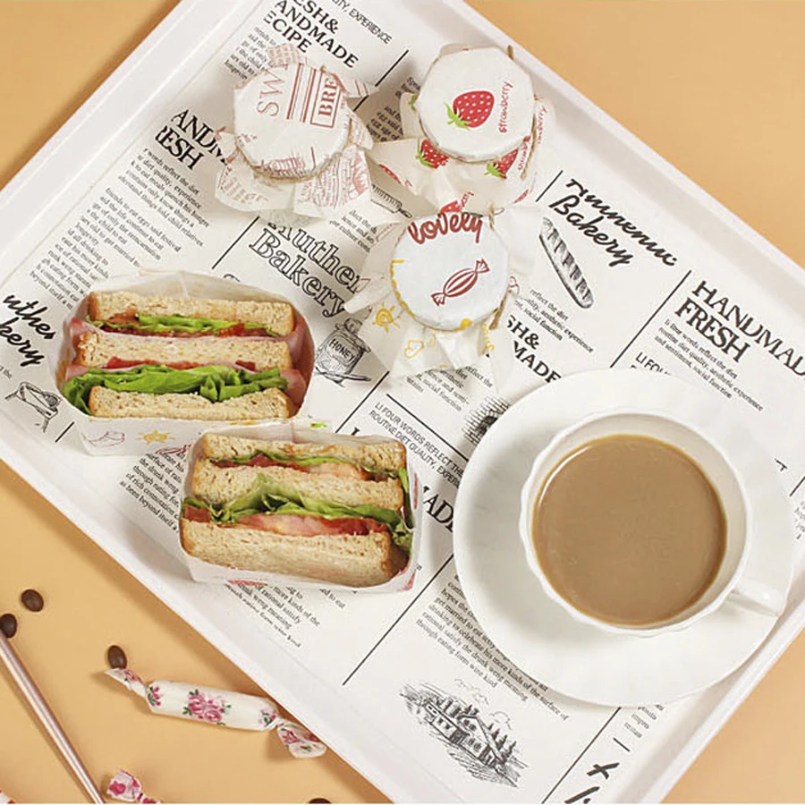 100 قطعة 28x38 سنتيمتر صينية الورق القابل للتصرف الحصير النفط واقية الشمع ورقة لتغليف المواد الغذائية لمطعم الوجبات السريعة مخصص المورد #3