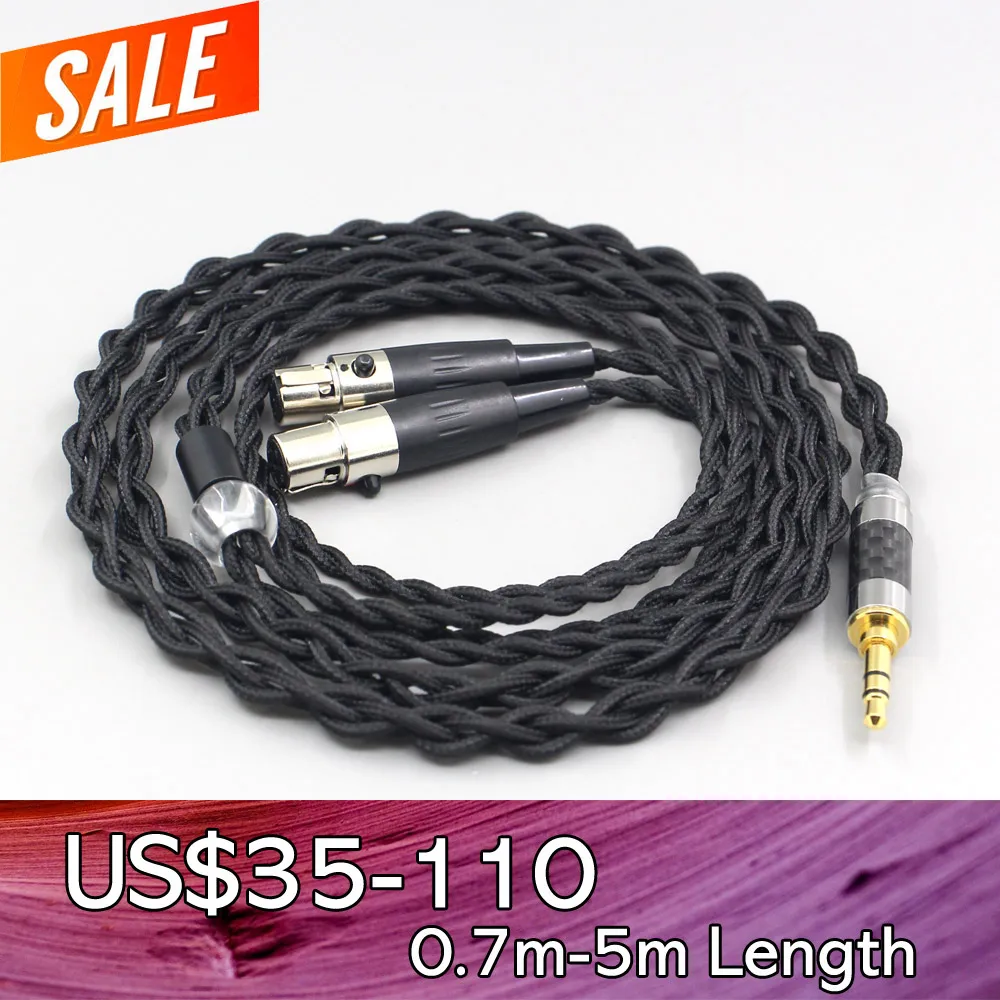 LN007448 Pure 99% Silver Inside Headphone Nylon Cable For Audeze LCD-24 Open Back Planar Magnetic Earphone