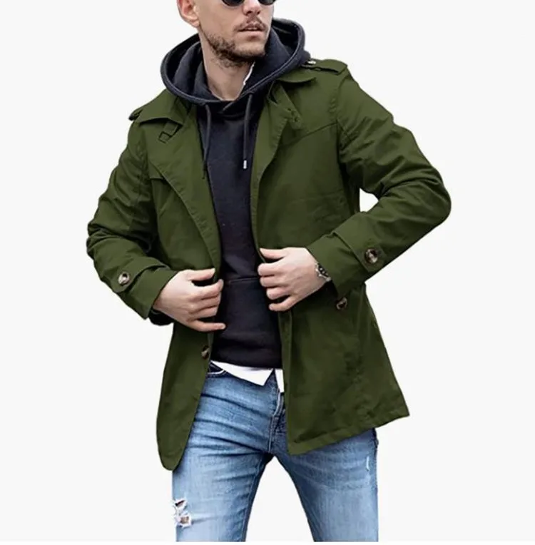 Spring And Autumn Men's Coat Medium And Long Trench Coat