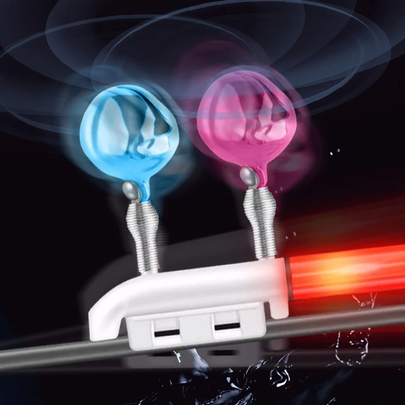 الصيد لدغة الإنذارات الصيد رود مزدوجة جرس قضيب المشبك تلميح التعريفي مصباح مشرق ليلة فلاش LED دون بطارية معالجة فلاش LED #5