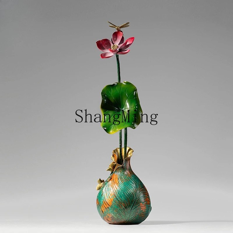 

ZYY and Hemei Lotus Creative Brass Ornament New Chinese TV Cabinet Crafts Ornament