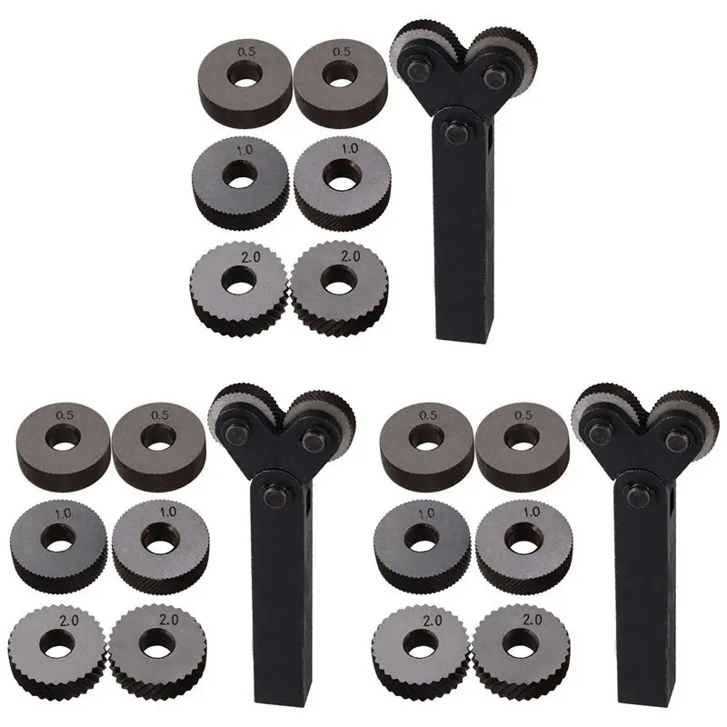 

AT29-21 Pcs Double Wheel Knurling Tool Set 0.5Mm 1Mm 2Mm Linear Wheel Set Steel Lathe Set Wheel Knurling Tool