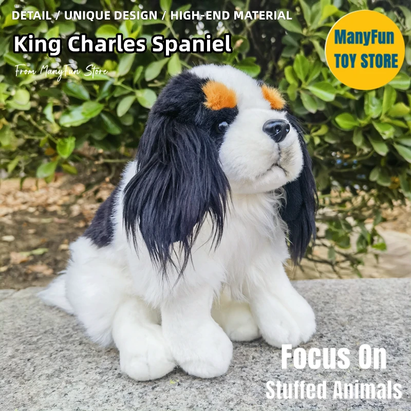 Cavalier King Charles Spaniel Plush Toy High Fidelity King Charles Plushie Dog Peluche Lifelike Stuffed Animals Simulation Doll