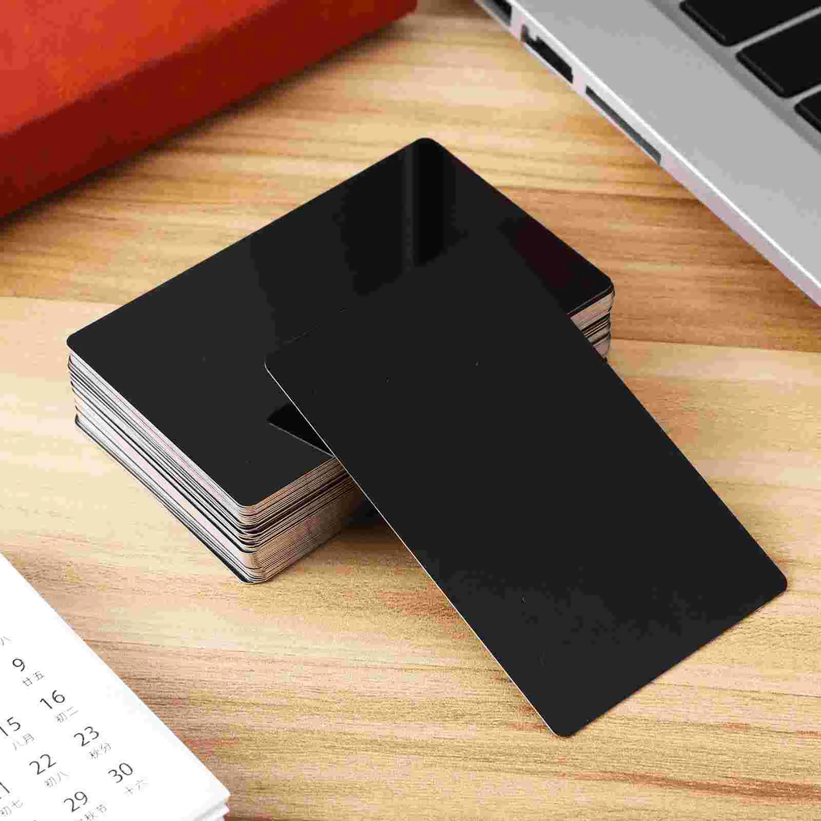 50 Pcs Metal Aluminum Sheet Marking Business Card Black Blank Cards Nameplates Making Tag DIY Blanks Engraving