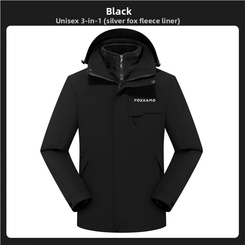 FOXXAMOCycling Camping&Hiking Fishing Outdoor Men's and Women's Three in One Two Piece Mountaineering Robe, Detachable Jacket
