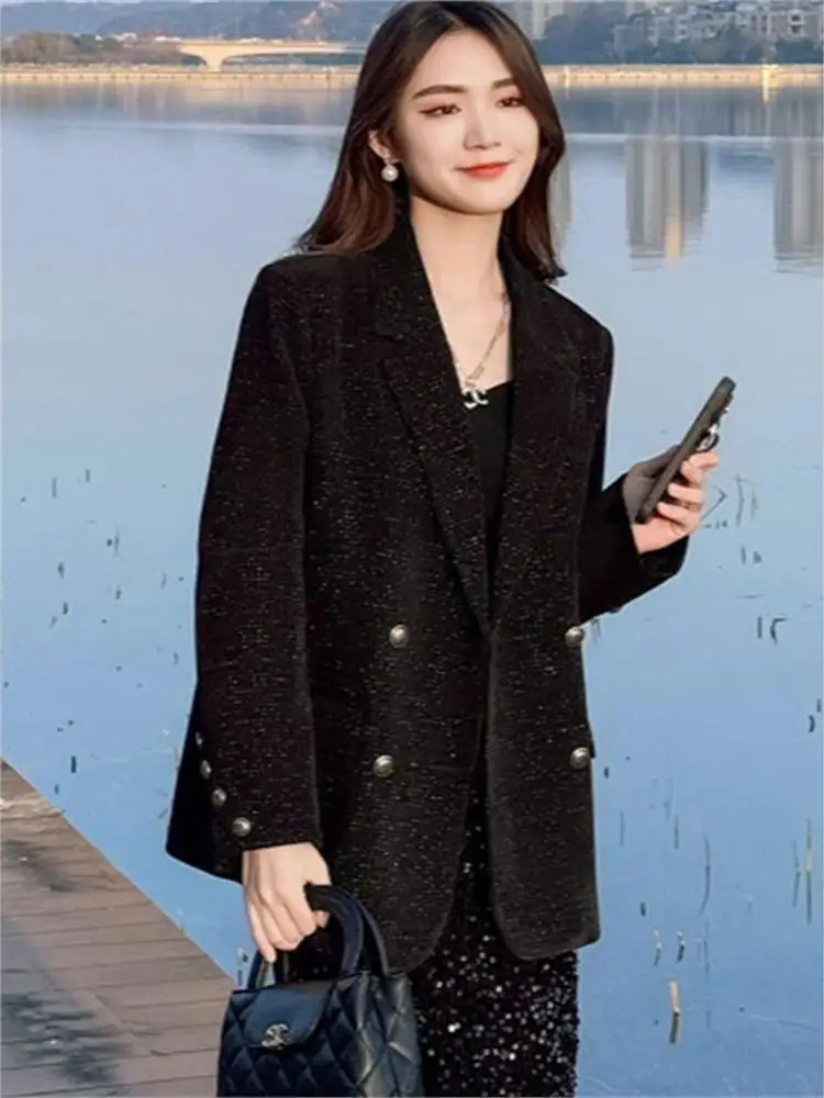 Chaqueta de Traje E y Brillante para Mujer, Estilo Coreano, Hoada, Casual, Entallada, Primavera-Otoño, Nueva, Manga ...