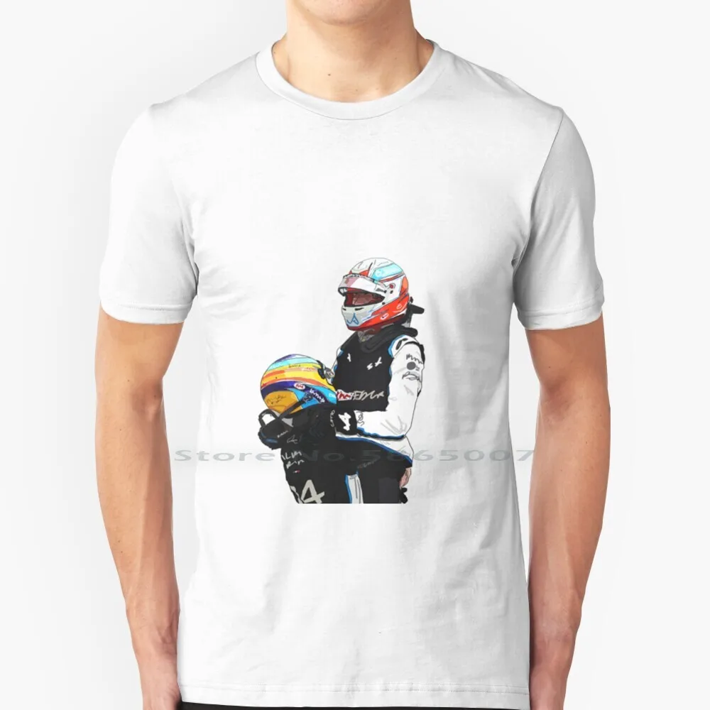 Esteban Ocon And Celebrate 100% Cotton T Shirt Esteban Ocon Alpine Team No Background Tee Short Sleeve Long Sleeve Gift