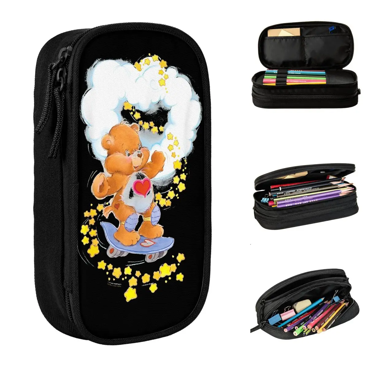 Care Bears Tenderheart Skateboarding Bear Pencil Cases Pencilcases Pen Holder for Student Bags Students School Zipper Stationery