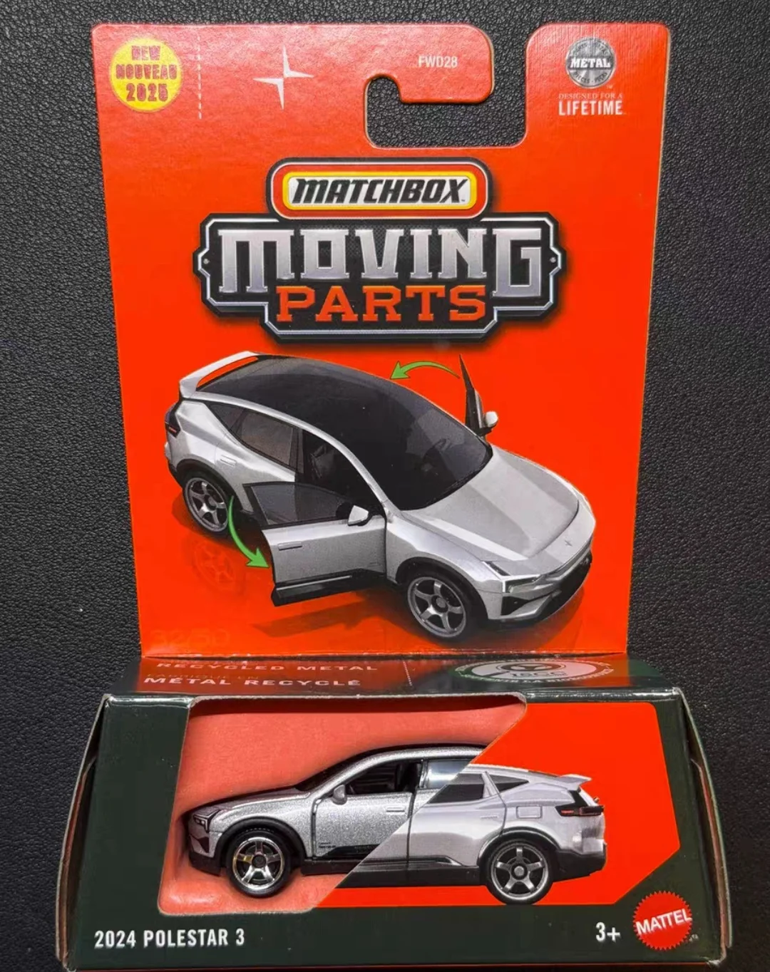 Caja de cerillas genuina 25F FWD28 1/64 piezas móviles de Metal fundido a presión 2024 POLESTAR 3 modelo de vehículo juguetes colección para niños regalos de cumpleaños