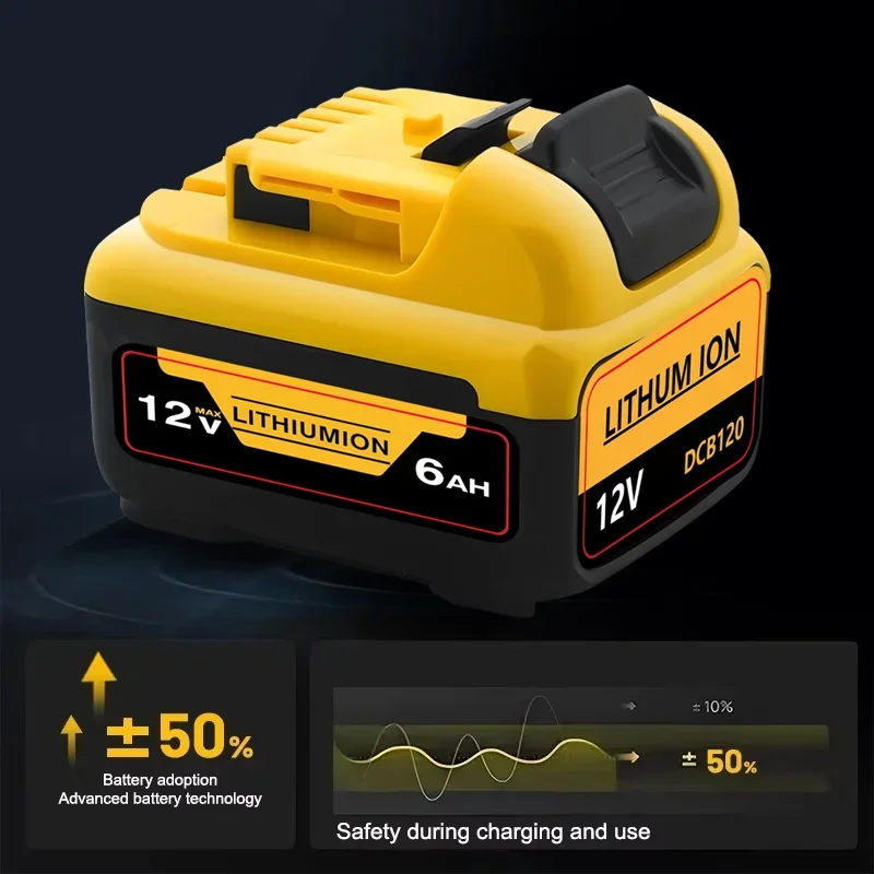 Akumulátorový/dobíjecí pro Dewalt 12V lithiovou baterii 12V 5/6AH DCB120 DCB123 DCB125 DCB124 DCB122 DCD710 šroubovák laserový nivelační přístroj - náhled 2