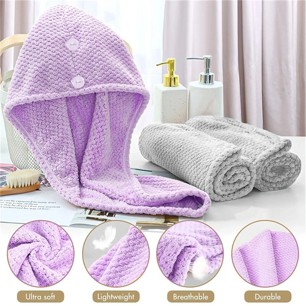 1PC Microfiber Hair Towel Quick Dry Hair Towel Wrap With Elastic Band , Ultra Absorbent Soft Hair Towel Wrap Turban