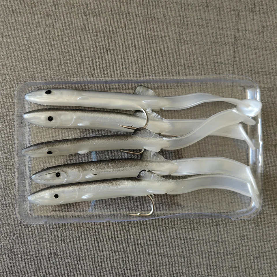 MUKUN 5PCS Aal Shad Angelköder 115mm/4g Weichköder mit scharfen Haken Set für Bass Fishing Rig Sinker Soft Bait Wobbler Pesca – Detail 9