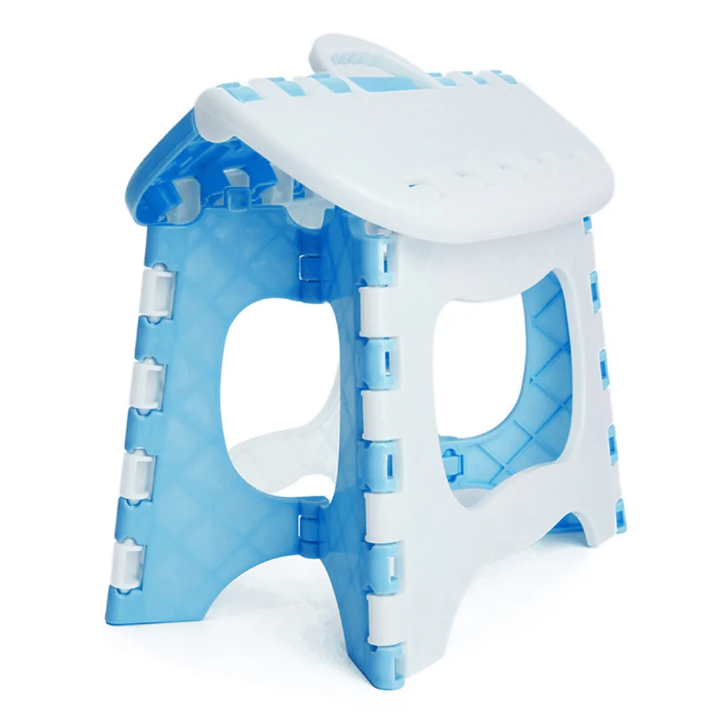 

Plastic Folding Step Stool Blue Folding Stool with Handle Portable for Kids Home Bathroom Garden Kitchen Livingroom Strong