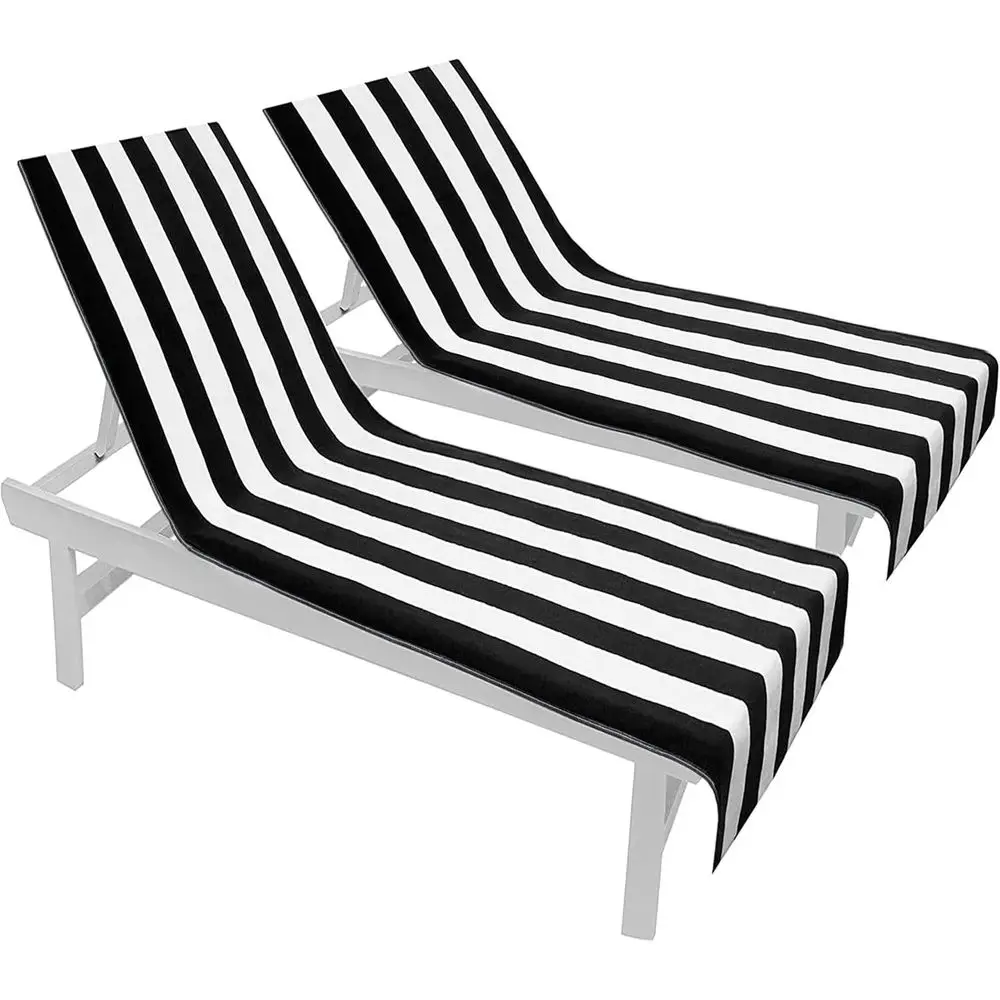 

Большое полотенце-чехол для шезлонга Cabana Stripe 32x82 дюйма - 2 штуки, 100% хлопок Ringspun