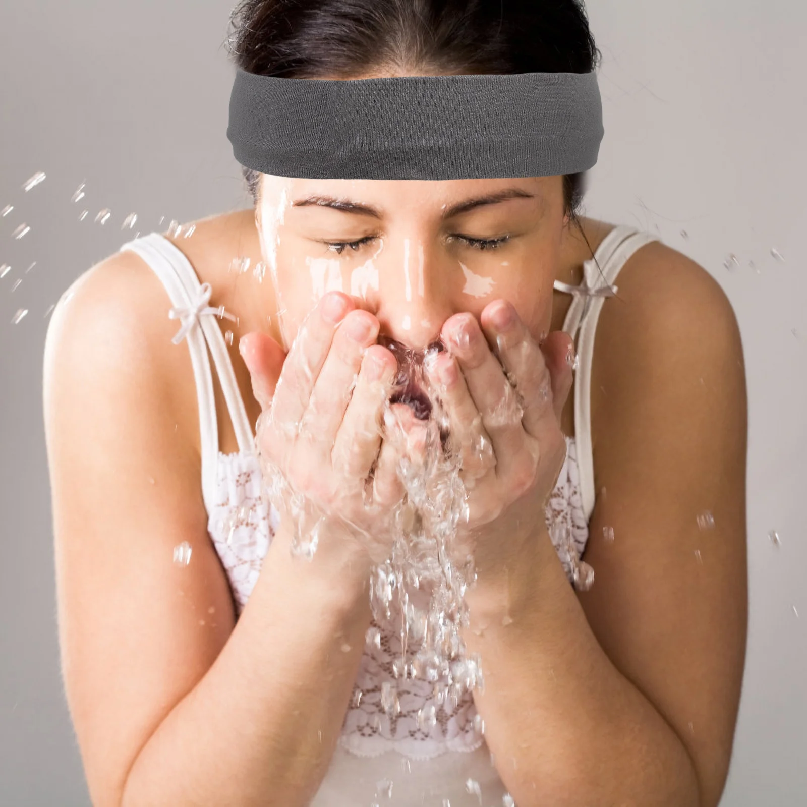 

6pcs Headb Elastic Headb Elastic Sweatb s for Women Yoga Workout Breathable Stretchy Hair Black White Gray