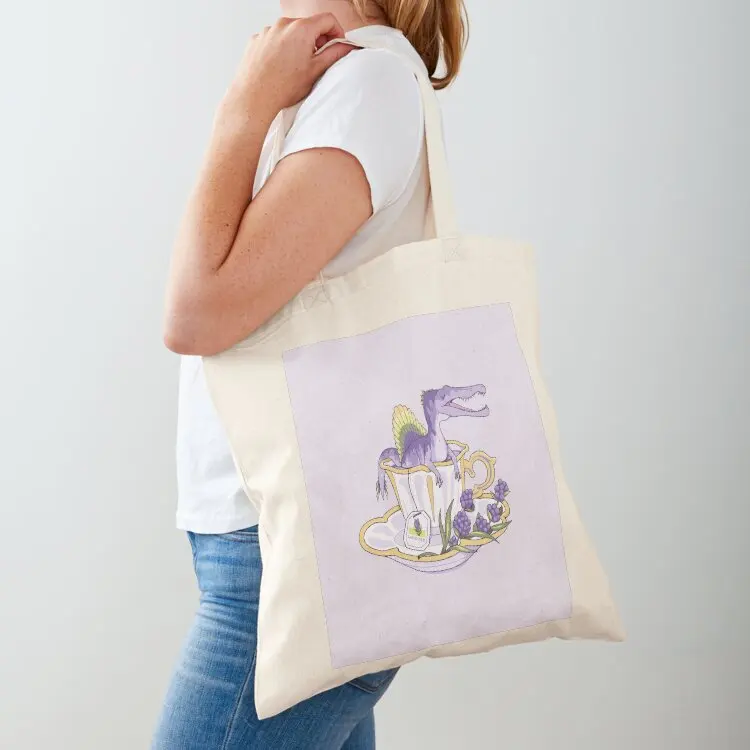 

Teacup Dinos: Lavender Tea Spino Tote Bag shopping bags foldable Women's bag Candy bags Cloth bag
