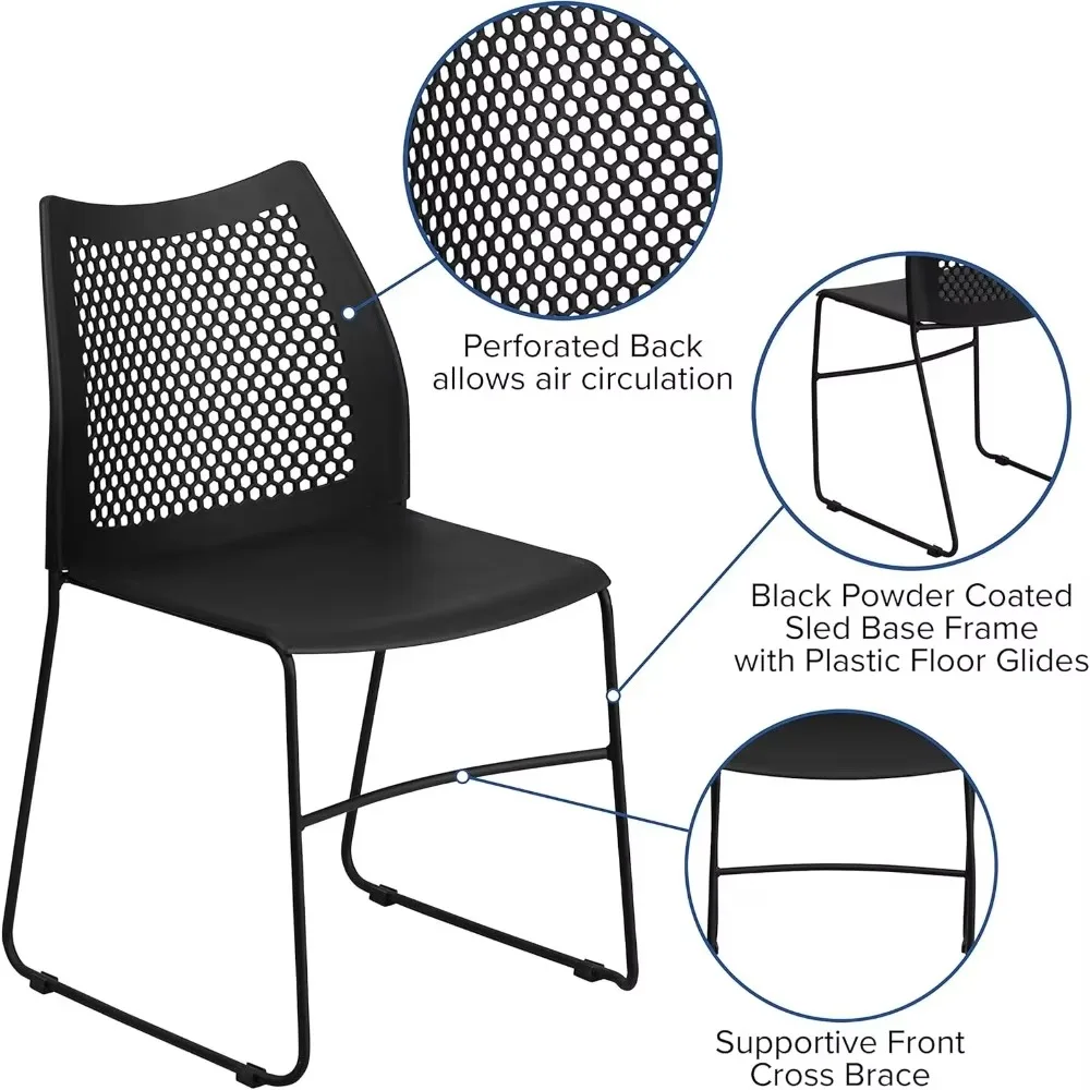 Hercules Series Contoured Lobby Chairs with Air-Vent Honeycomb Backs, Ergonomic Stacking Chairs for Offices, Set of 5